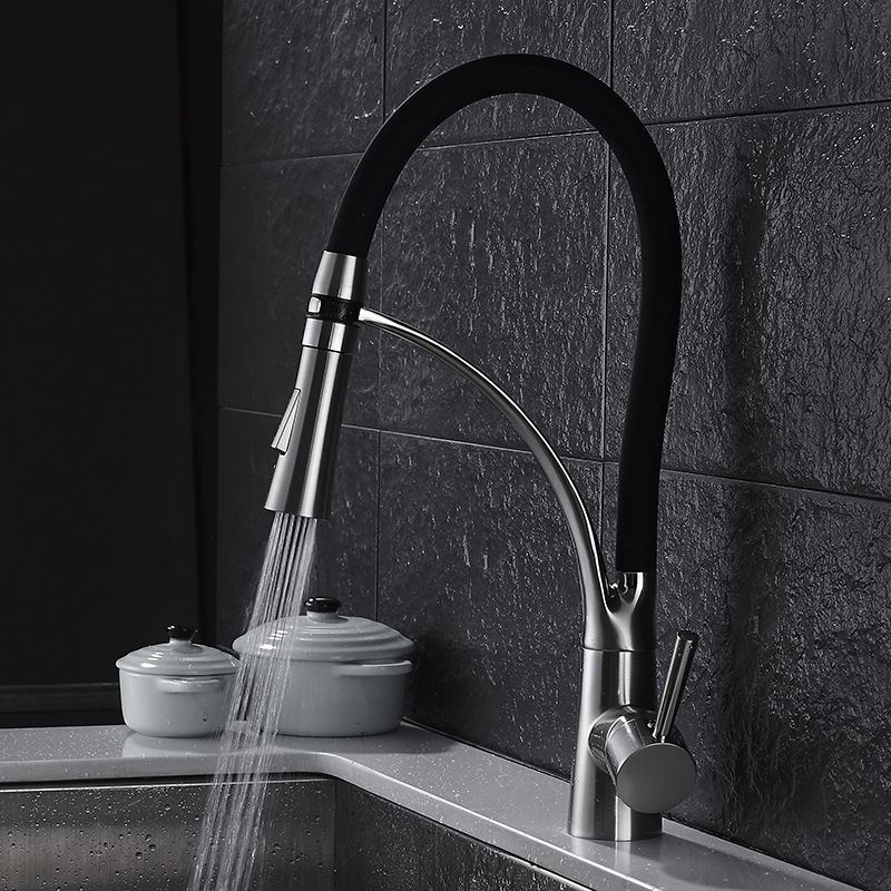Commercial Kitchen Mixer Tap - Keran Dapur Tarik Model Crane, Kuningan