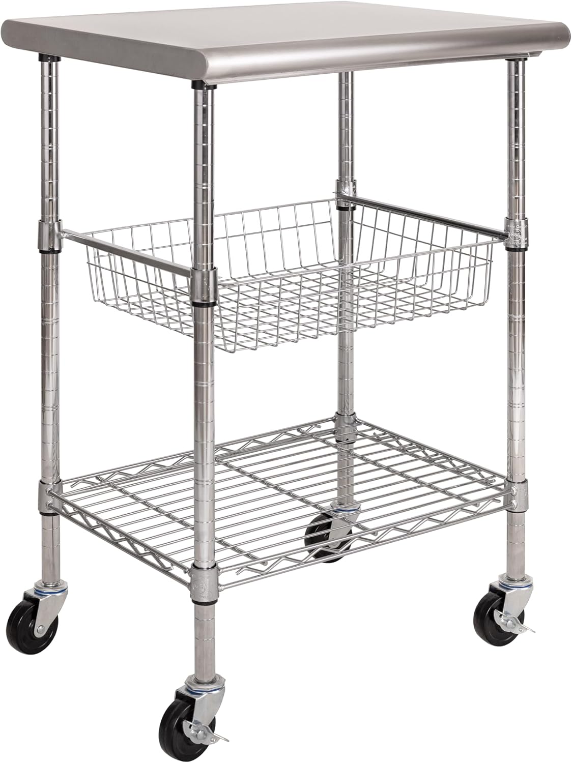 Commercial Kitchen Island On Wheels - Meja Kerja Makanan Komersial dari Baja