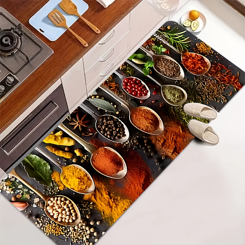 Commercial Kitchen Background - Alas Meja Panjang Bermotif Sendok Bumbu