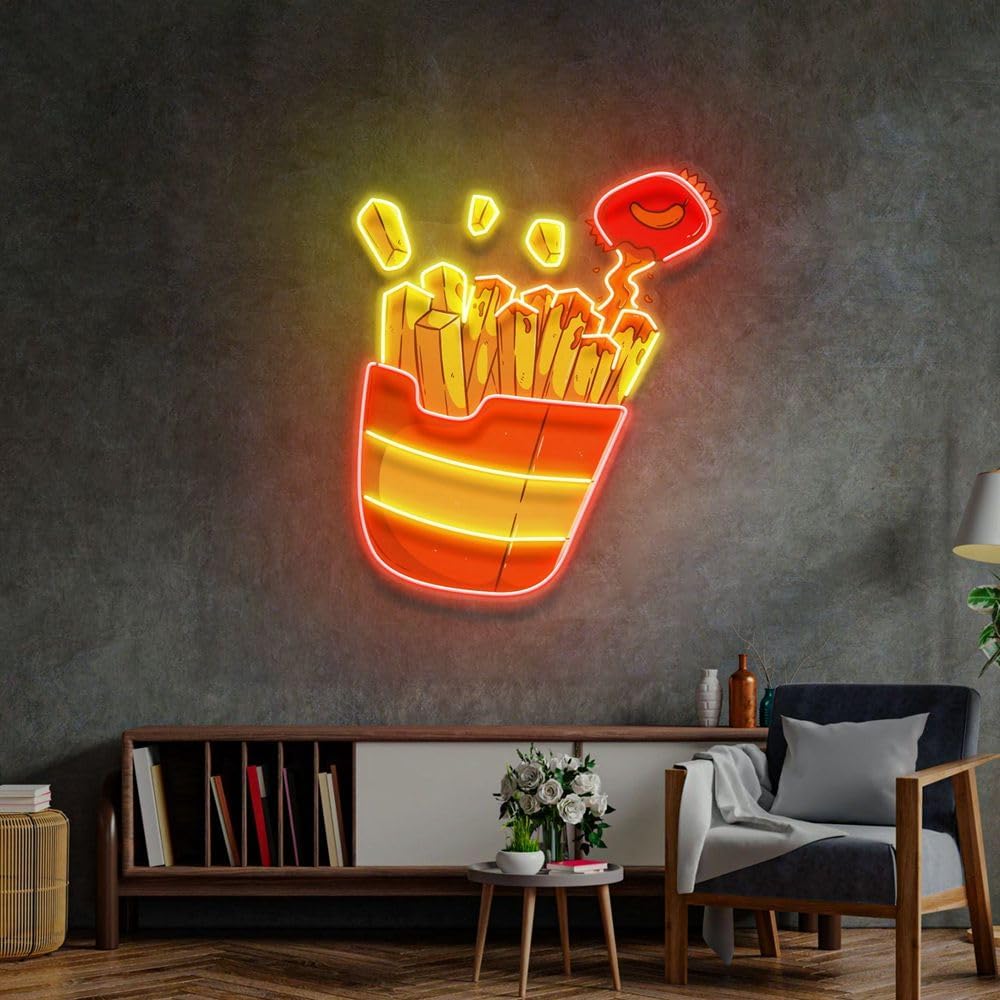 Commercial Kitchen Light - Tanda Neon kentang goreng kustom untuk