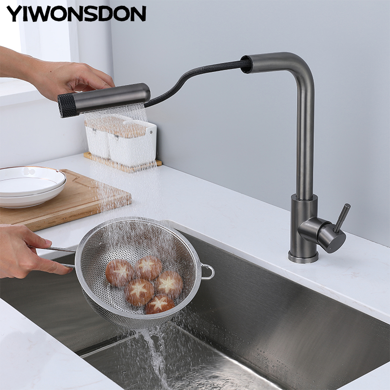 Commercial Kitchen Mixer Tap - 6 Mode keran dapur abu-abu rotasi