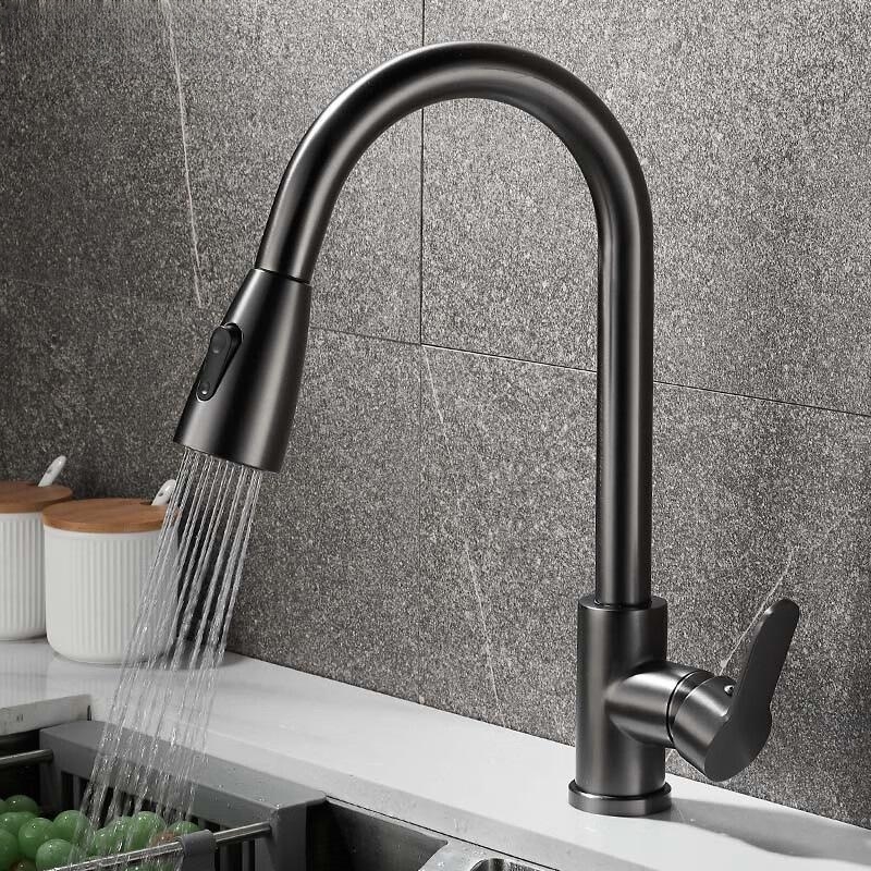 Commercial Kitchen Mixer Tap - Keran Dapur Hitam Matte Satu Lubang