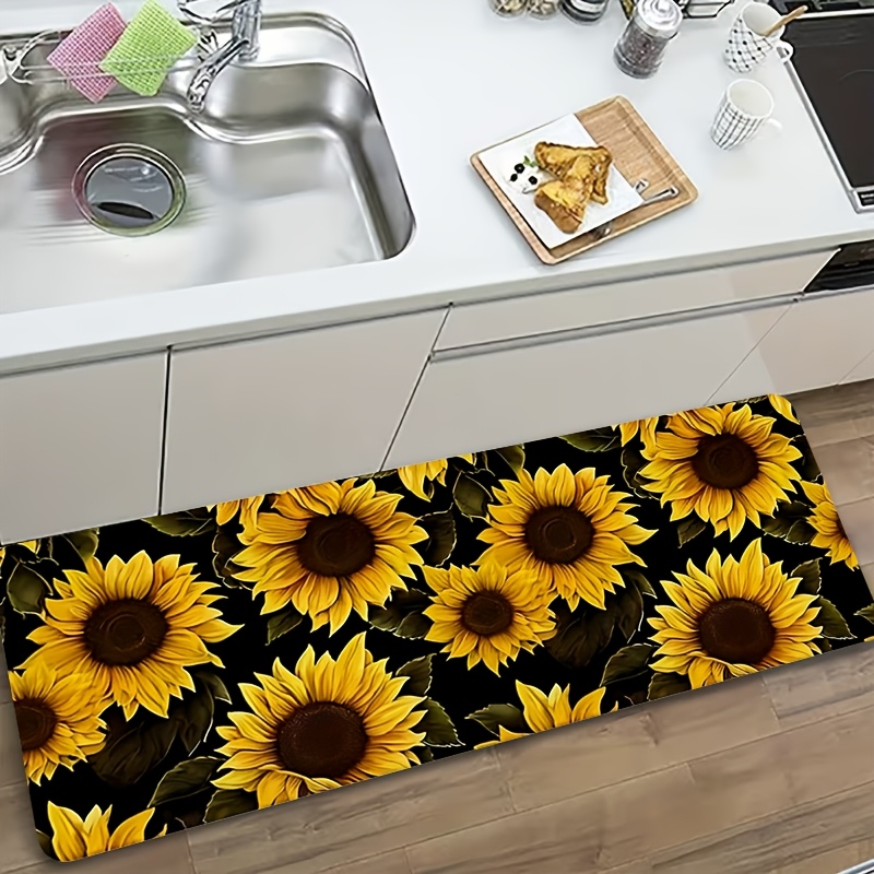 Commercial Kitchen Background - Alas Lantai Motif Bunga Matahari Kuning