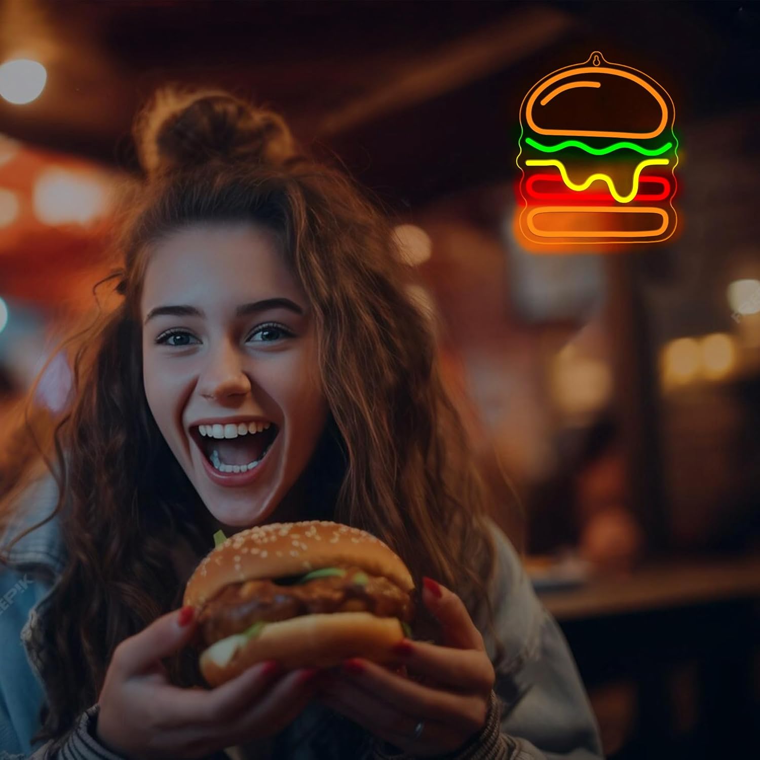 Lampu Neon Burger dengan Lampu - Commercial Kitchen Light ulasan dan harga