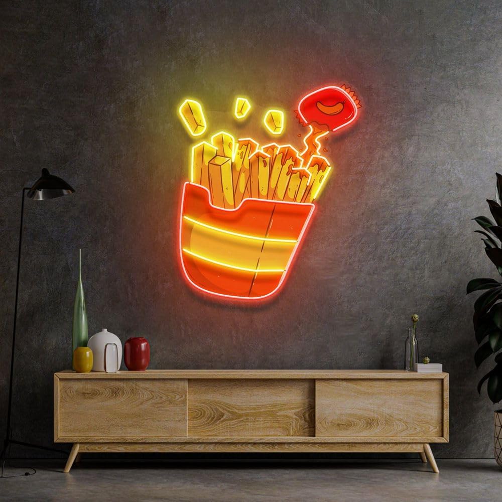 Tanda Neon kentang goreng kust - Commercial Kitchen Light ulasan dan harga