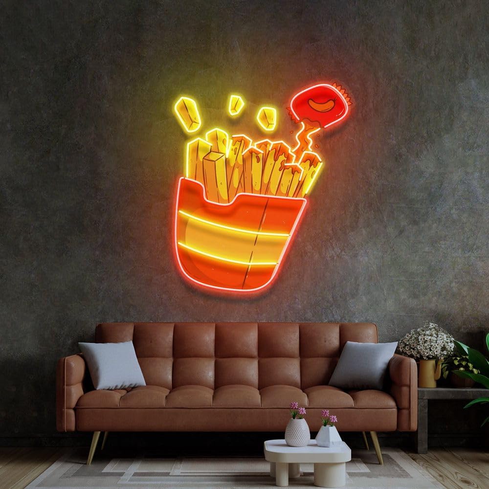 Tanda Neon kentang goreng kust - Commercial Kitchen Light ulasan dan harga